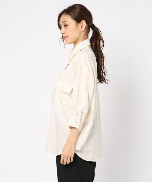 n'ee-ne（ネーネ）の「ワークシャツ（シャツ/ブラウス・レディース・ベージュ/カーキ/アイボリー・L/M）」の5枚目の写真