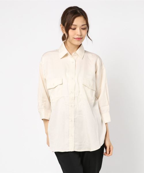 n'ee-ne（ネーネ）の「ワークシャツ（シャツ/ブラウス・レディース・ベージュ/カーキ/アイボリー・L/M）」の6枚目の写真