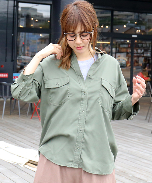 n'ee-ne（ネーネ）の「ワークシャツ（シャツ/ブラウス・レディース・ベージュ/カーキ/アイボリー・L/M）」の9枚目の写真