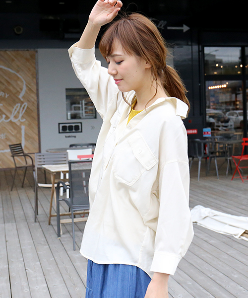 n'ee-ne（ネーネ）の「ワークシャツ（シャツ/ブラウス・レディース・ベージュ/カーキ/アイボリー・L/M）」の18枚目の写真