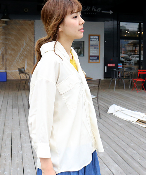 n'ee-ne（ネーネ）の「ワークシャツ（シャツ/ブラウス・レディース・ベージュ/カーキ/アイボリー・L/M）」の19枚目の写真