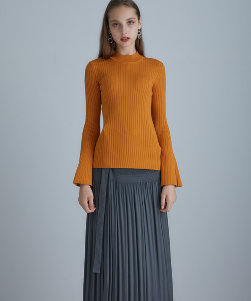 ADEAMオフショルダー フレアスリーブ ニットトップス オレンジ ADEAMオフショルダー フレアスリーブ ニットトップス オレンジ