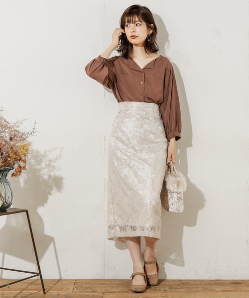 natural couture（ナチュラルクチュール）の「お上品ちょい開襟ブラウス（シャツ/ブラウス・レディース・アイボリー/ホワイト系その他/ブラック系その他/ブラウン/グレイッシュベージュ/ピンク・FREE）」の21枚目の写真