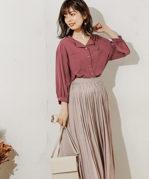 natural couture（ナチュラルクチュール）の「お上品ちょい開襟ブラウス（シャツ/ブラウス・レディース・アイボリー/ホワイト系その他/ブラック系その他/ブラウン/グレイッシュベージュ/ピンク・FREE）」の13枚目の写真