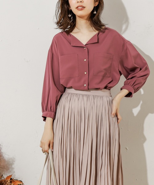 natural couture（ナチュラルクチュール）の「お上品ちょい開襟ブラウス（シャツ/ブラウス・レディース・アイボリー/ホワイト系その他/ブラック系その他/ブラウン/グレイッシュベージュ/ピンク・FREE）」の22枚目の写真