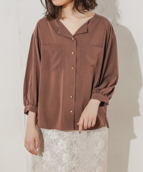 natural couture（ナチュラルクチュール）の「お上品ちょい開襟ブラウス（シャツ/ブラウス・レディース・アイボリー/ホワイト系その他/ブラック系その他/ブラウン/グレイッシュベージュ/ピンク・FREE）」の19枚目の写真