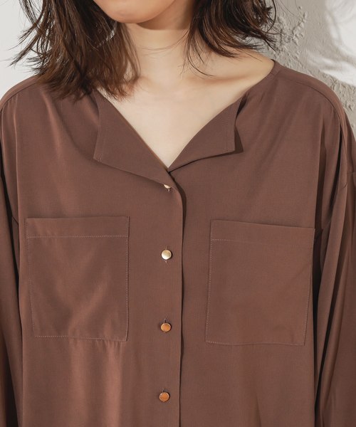 natural couture（ナチュラルクチュール）の「お上品ちょい開襟ブラウス（シャツ/ブラウス・レディース・アイボリー/ホワイト系その他/ブラック系その他/ブラウン/グレイッシュベージュ/ピンク・FREE）」の16枚目の写真