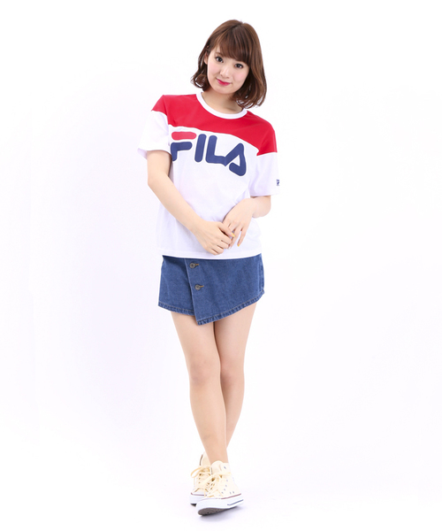 FILA(フィラ)の「∴WEGO/FILAバイカラーTシャツ(Tシャツ/カットソー・レディース・ネイビー/レッド・FREE)」の6枚目の写真