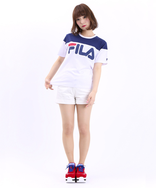FILA(フィラ)の「∴WEGO/FILAバイカラーTシャツ(Tシャツ/カットソー・レディース・ネイビー/レッド・FREE)」の7枚目の写真