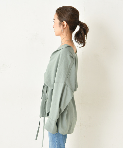 DouDou（ドゥドゥ）の「ベルト付き前開きシャツ（シャツ/ブラウス・レディース・ベージュ/ブラウン/グリーン・FREE）」の17枚目の写真