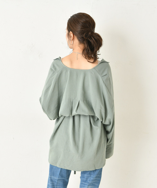 DouDou（ドゥドゥ）の「ベルト付き前開きシャツ（シャツ/ブラウス・レディース・ベージュ/ブラウン/グリーン・FREE）」の18枚目の写真