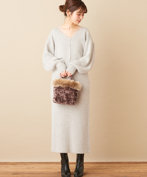 natural couture（ナチュラルクチュール）の「フォックス×アンゴラゆるタイトスカート（スカート・レディース・グレー/ピンク/アイボリー/モカ・FREE）」の16枚目の写真