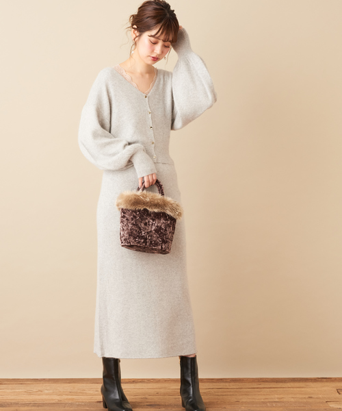 natural couture（ナチュラルクチュール）の「フォックス×アンゴラゆるタイトスカート（スカート・レディース・グレー/ピンク/アイボリー/モカ・FREE）」の19枚目の写真