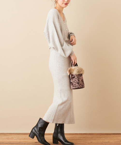 natural couture（ナチュラルクチュール）の「フォックス×アンゴラゆるタイトスカート（スカート・レディース・グレー/ピンク/アイボリー/モカ・FREE）」の21枚目の写真