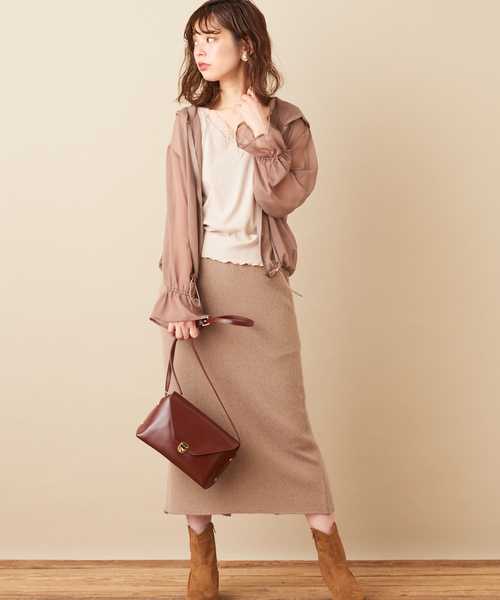 natural couture（ナチュラルクチュール）の「フォックス×アンゴラゆるタイトスカート（スカート・レディース・グレー/ピンク/アイボリー/モカ・FREE）」の9枚目の写真