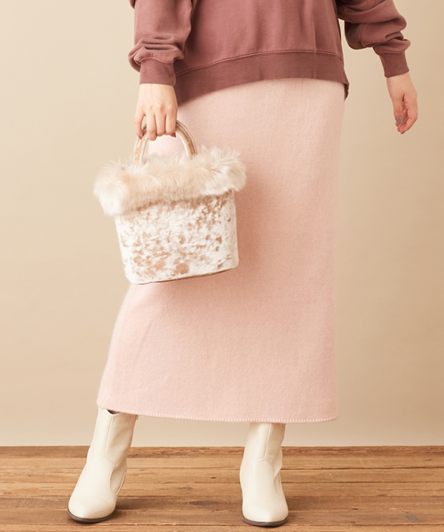 natural couture（ナチュラルクチュール）の「フォックス×アンゴラゆるタイトスカート（スカート・レディース・グレー/ピンク/アイボリー/モカ・FREE）」の12枚目の写真