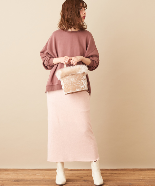 natural couture（ナチュラルクチュール）の「フォックス×アンゴラゆるタイトスカート（スカート・レディース・グレー/ピンク/アイボリー/モカ・FREE）」の20枚目の写真