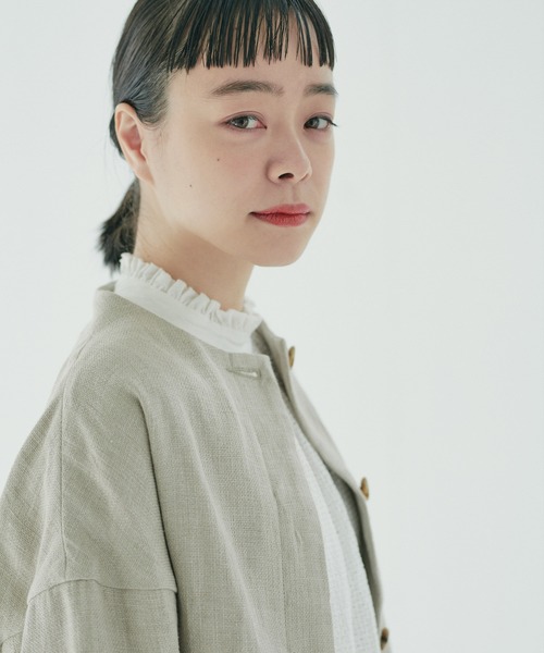 PUAL CE CIN（ピュアルセシン）の「【Kanocoさん着用】ボトルネックジャケット（その他アウター・レディース・ナチュラル/ブラック・FREE）」の2枚目の写真