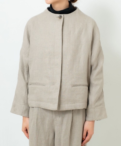 PUAL CE CIN（ピュアルセシン）の「【Kanocoさん着用】ボトルネックジャケット（その他アウター・レディース・ナチュラル/ブラック・FREE）」の4枚目の写真