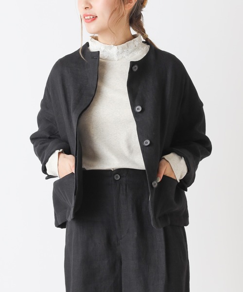 PUAL CE CIN（ピュアルセシン）の「【Kanocoさん着用】ボトルネックジャケット（その他アウター・レディース・ナチュラル/ブラック・FREE）」の13枚目の写真