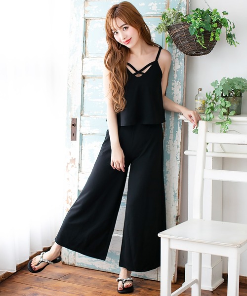 セール フロントクロスデザインキャミソールフレアパンツオールインワン サロペット ワンピース 123 つなぎ オールインワン Julia Boutique ジュリアブティック のファッション通販 Zozotown