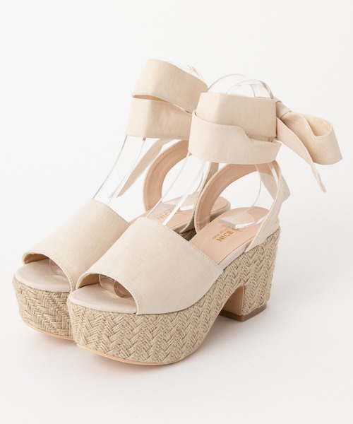 one after another NICE CLAUP（ワンアフターアナザーナイスクラップ）の「2wayリネンリボンサンダル（サンダル・レディース・ブラック/モカ/ライトベージュ・SMALL/MEDIUM/LARGE）」の3枚目の写真