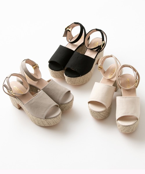 one after another NICE CLAUP（ワンアフターアナザーナイスクラップ）の「2wayリネンリボンサンダル（サンダル・レディース・ブラック/モカ/ライトベージュ・SMALL/MEDIUM/LARGE）」の6枚目の写真