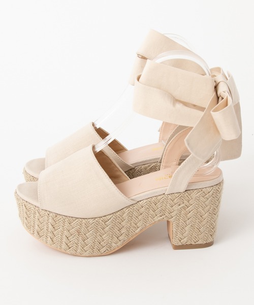 one after another NICE CLAUP（ワンアフターアナザーナイスクラップ）の「2wayリネンリボンサンダル（サンダル・レディース・ブラック/モカ/ライトベージュ・SMALL/MEDIUM/LARGE）」の9枚目の写真