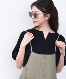 ap retro | ボリューム袖キーネックシャツテールTシャツ【ZOZOTOWN限定商品】(Tシャツ/カットソー)