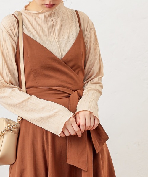 natural couture（ナチュラルクチュール）の「クリンクルメローＴ（Tシャツ/カットソー・レディース・ブラック/ブラウン/アイボリー/ミント/ライトベージュ・FREE）」の4枚目の写真