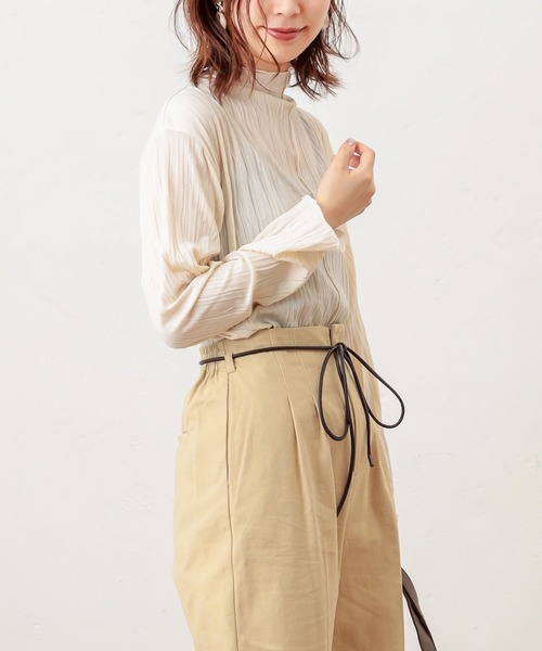 natural couture（ナチュラルクチュール）の「クリンクルメローＴ（Tシャツ/カットソー・レディース・ブラック/ブラウン/アイボリー/ミント/ライトベージュ・FREE）」の2枚目の写真