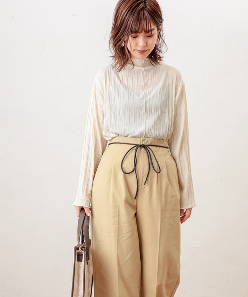 natural couture（ナチュラルクチュール）の「クリンクルメローＴ（Tシャツ/カットソー・レディース・ブラック/ブラウン/アイボリー/ミント/ライトベージュ・FREE）」の6枚目の写真