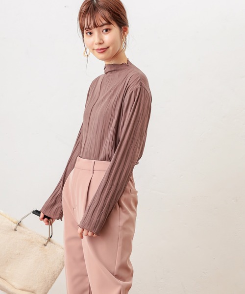 natural couture（ナチュラルクチュール）の「クリンクルメローＴ（Tシャツ/カットソー・レディース・ブラック/ブラウン/アイボリー/ミント/ライトベージュ・FREE）」の7枚目の写真