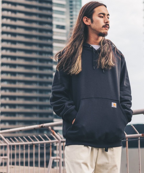 Carhartt（カーハート）の「CARHARTT カーハート ワイドシルエットパーカー  裏起毛フーディー ミッドウェイト Hooded Sweatshirt K121（パーカー・メンズ・ブラック/ダークブラウン/ネイビー/モスグリーン/ヘザーグレー/ヘザーチャコール・S/M/L/XL）」の8枚目の写真