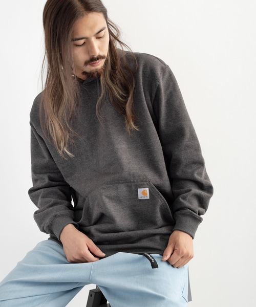 Carhartt（カーハート）の「CARHARTT カーハート ワイドシルエットパーカー  裏起毛フーディー ミッドウェイト Hooded Sweatshirt K121（パーカー・メンズ・ブラック/ダークブラウン/ネイビー/モスグリーン/ヘザーグレー/ヘザーチャコール・S/M/L/XL）」の16枚目の写真