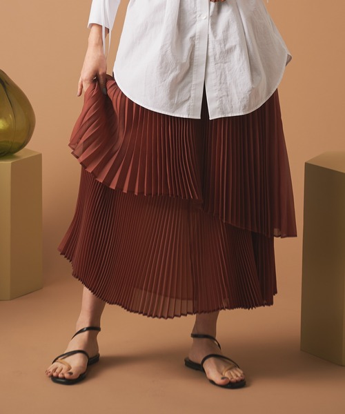 LAYMEE（レイミー）の「Rian pleats SK / リアンプリーツスカート（スカート・レディース・レンガ/ピンク/ピンクベージュ・FREE）」の11枚目の写真