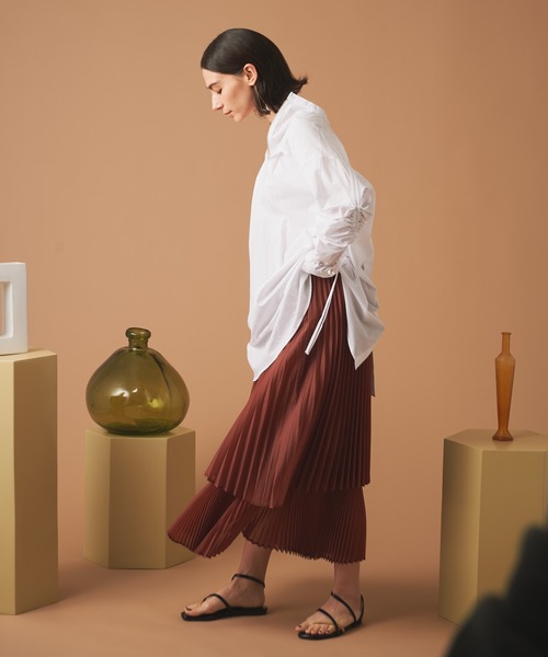 LAYMEE（レイミー）の「Rian pleats SK / リアンプリーツスカート（スカート・レディース・レンガ/ピンク/ピンクベージュ・FREE）」の5枚目の写真