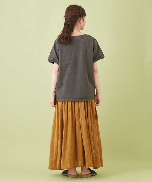 CUBE SUGAR(キューブシュガー)の「スラブ天竺 ピグメント染 クルーネック Tシャツ(Tシャツ/カットソー・レディース・ナチュラル/チャコールグレー/ピンク・M)」の10枚目の写真