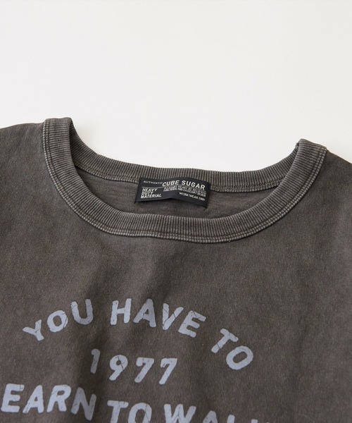CUBE SUGAR(キューブシュガー)の「スラブ天竺 ピグメント染 クルーネック Tシャツ(Tシャツ/カットソー・レディース・ナチュラル/チャコールグレー/ピンク・M)」の16枚目の写真