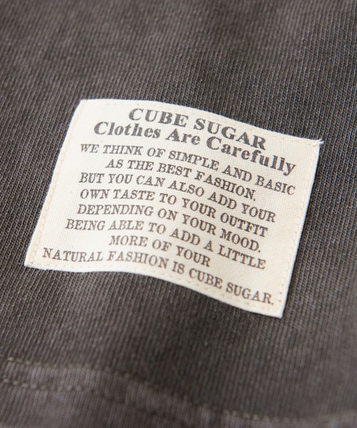 CUBE SUGAR(キューブシュガー)の「スラブ天竺 ピグメント染 クルーネック Tシャツ(Tシャツ/カットソー・レディース・ナチュラル/チャコールグレー/ピンク・M)」の20枚目の写真