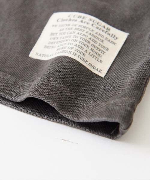 CUBE SUGAR(キューブシュガー)の「スラブ天竺 ピグメント染 クルーネック Tシャツ(Tシャツ/カットソー・レディース・ナチュラル/チャコールグレー/ピンク・M)」の21枚目の写真