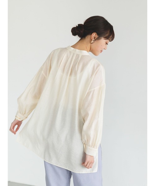 SLURR（スラ―）の「チャイナボタンシアーパフスリーブブラウス（シャツ/ブラウス・レディース・ベージュ/アイボリー/ミント・FREE）」の5枚目の写真