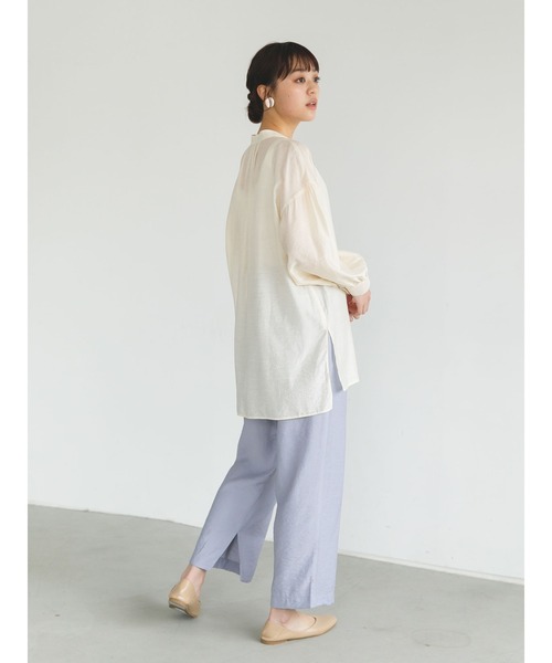 SLURR（スラ―）の「チャイナボタンシアーパフスリーブブラウス（シャツ/ブラウス・レディース・ベージュ/アイボリー/ミント・FREE）」の7枚目の写真