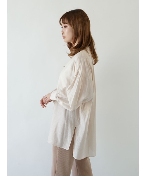 SLURR（スラ―）の「チャイナボタンシアーパフスリーブブラウス（シャツ/ブラウス・レディース・ベージュ/アイボリー/ミント・FREE）」の9枚目の写真