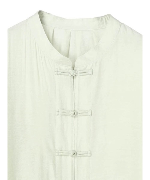 SLURR（スラ―）の「チャイナボタンシアーパフスリーブブラウス（シャツ/ブラウス・レディース・ベージュ/アイボリー/ミント・FREE）」の18枚目の写真