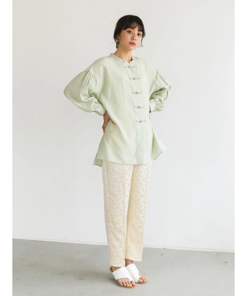 SLURR（スラ―）の「チャイナボタンシアーパフスリーブブラウス（シャツ/ブラウス・レディース・ベージュ/アイボリー/ミント・FREE）」の15枚目の写真