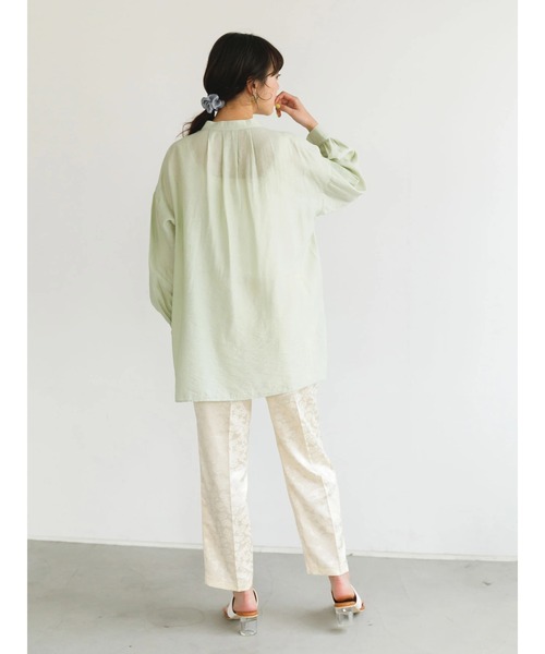 SLURR（スラ―）の「チャイナボタンシアーパフスリーブブラウス（シャツ/ブラウス・レディース・ベージュ/アイボリー/ミント・FREE）」の16枚目の写真