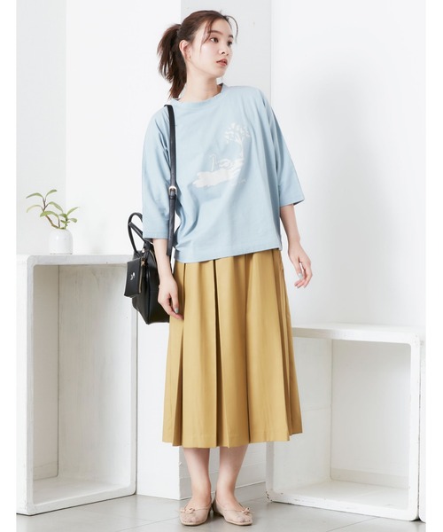 POU DOU DOU(プードゥドゥ)の「ランドスケープスワンプリントドルマンTee(Tシャツ/カットソー・レディース・オフホワイト/ブルー/ダークグレー・3)」の19枚目の写真