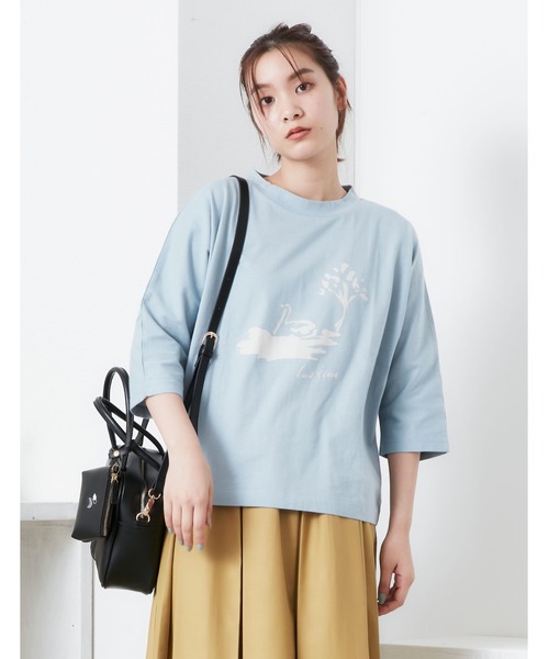 POU DOU DOU(プードゥドゥ)の「ランドスケープスワンプリントドルマンTee(Tシャツ/カットソー・レディース・オフホワイト/ブルー/ダークグレー・3)」の22枚目の写真