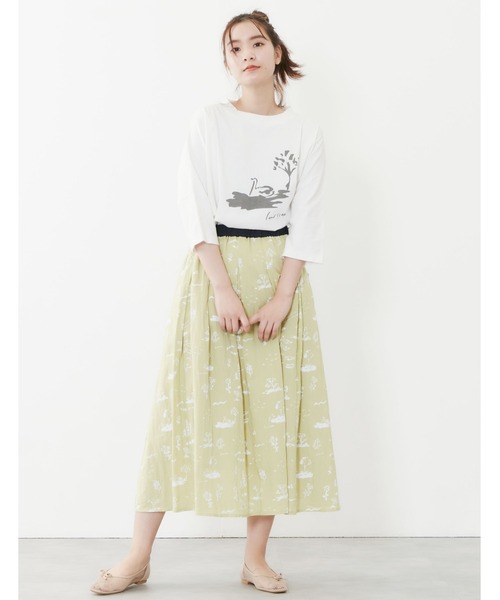 POU DOU DOU(プードゥドゥ)の「ランドスケープスワンプリントドルマンTee(Tシャツ/カットソー・レディース・オフホワイト/ブルー/ダークグレー・3)」の8枚目の写真